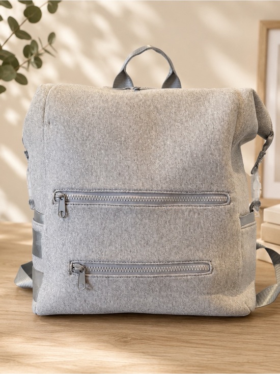 Handbags - Heather Grey Neoprene Diaper Backpack | Dagne Dover Indi Style Travel Bag